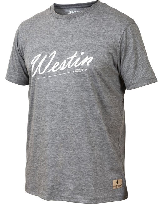 Westin Old School T-Shirt Grey Melange Rozmiar XL - koszulka wędkarska
